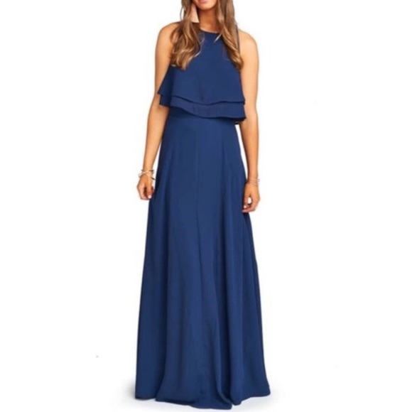 *Comes w/ FREE Ring* SMYM Princess Di ballroom navy maxi flutter skirt, S, NWT - Picture 15 of 16